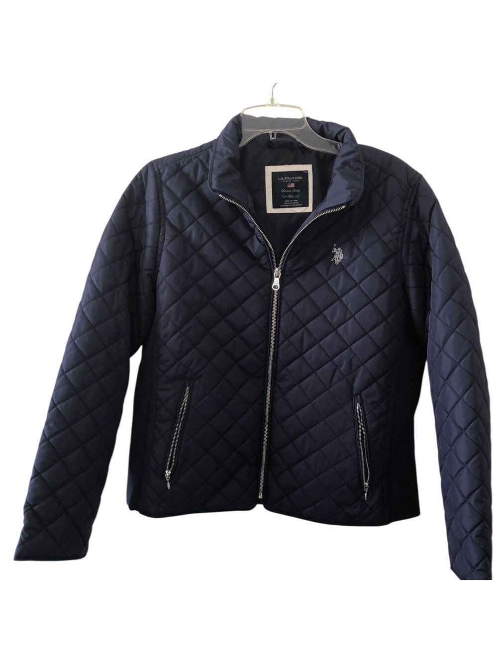 U.S. Polo Assn. Side Knut Navy Quilted Moto Jacket WOMENS XL